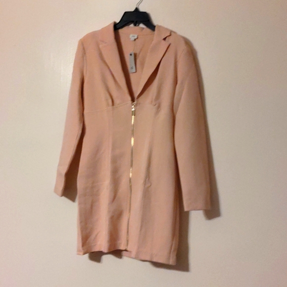open lace back dress River Island Pink Long Sleeve Wrap Blazer Dress